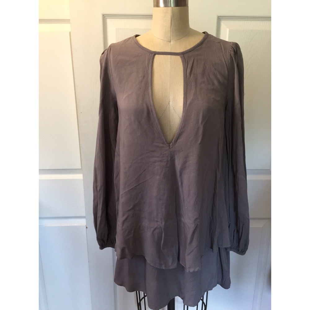 Free People Beck dress gray bohemian long sleeve